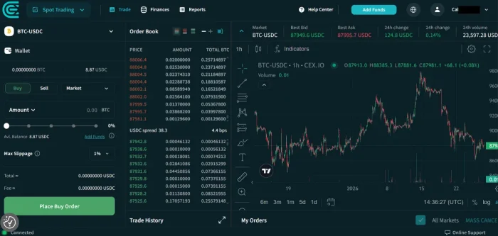 captura de ecran Cex